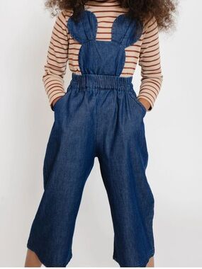 Children's Navy Denim Overalls with disney Mickey Mouse Ear Detail